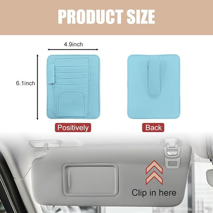 Augeny 2 PCS Car Sun Visor Organizer, Small Auto Visor Organizer and Storage, Registration and Document Holder for Sunglasses, Card, Pen, Driver License, Car Accessories (Blue) - Image 2