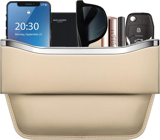 HOLDCY Car Seat Gap Filler Organizer - Leather Console Side Pocket Seat Storage - Stylish and Practical Car Accessories for Cars,SUV,Truck (Beige - 1 Pack) by HOLDCY