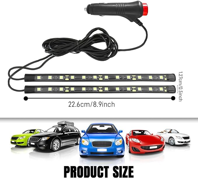 Car LED Strip Light, Interior Car Lights, 12V 24 LED Auto Atmosphere Lamps with Cigarette Lighter, Auto Lamp Ambient Night Light Strip Lighting Kit for Vehicles (Cigarette Lighter/Ice Blue) - Image 2
