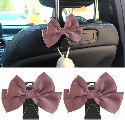 2-Pack Car Seat Headrest Hooks, Handbag Hangers, Leather pink | Storage organizer for handbags, clothes, coats and grocery bags; practical interior accessory for most cars and SUVs by Unknown