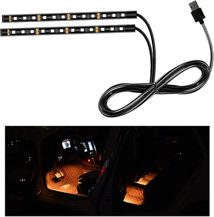 Ohleats Car LED Strip Light, 24 LED RGB Auto Interior Atmosphere Lights, USB Vehicle Under Dash Ambient Night Light Strip, Interior Decorative Lamp Lighting Kit Car Accessories (Orange) by Ohleats