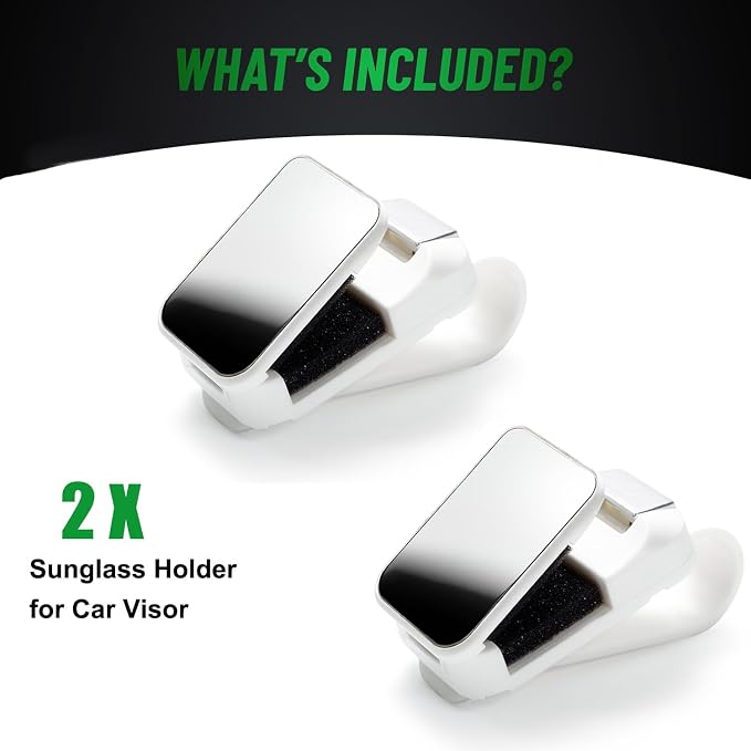 Dsycar 2 Pack Sunglasses Holder for Car, Visor Sunglass Holder Clip, White | One-Handed-Operation Easy Access Storage for Driving,Universal Fits Anti-Scratch Car Sun Visor Accessories - Image 8