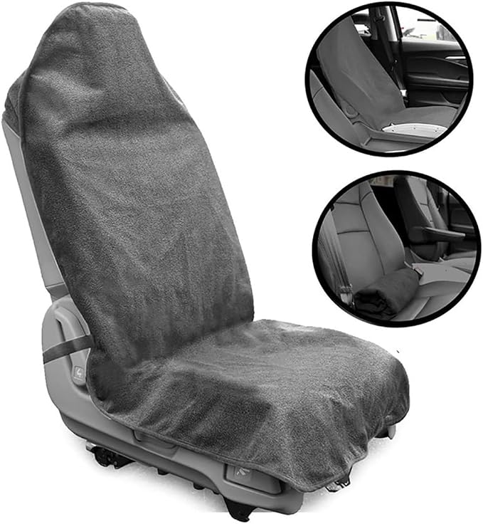 Waterproof Sweat Towel Car Seat Cover Sweat Carseat Protector,Perfect for Universal Anti-Slip Car Truck SUV Seat, Great for Post Gym Workout, Running, Swimming, Beach and Hiking (2pcs Gray) - Image 4