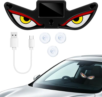 Solar Devil Eyes Car LED Light, Wireless No Drill Demon Eye Warning Lights for Car Windshield & Rear Window, Type-C Rechargeable Animated LED Eyes for Cars, SUVs, Trucks, Vans (1 Pack) by 1797