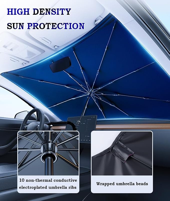 Car Windshield Sun Shade Umbrella for Hyundai Accent 2000–2026, Foldable Windshield Sunshade with Reinforced Ribs, Reflective Sun Shade for Front Windshield,S 125 x 65 cm - Image 5