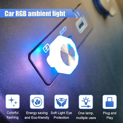 Car USB Type C Mini LED Light, Portable Automotive Ambient Lighting Decoration, Plug-in Car Atmosphere Lamp Kit, Universal Vehicle Interior LED Night Light for SUV, Truck, Party(2PCS) - Image 3