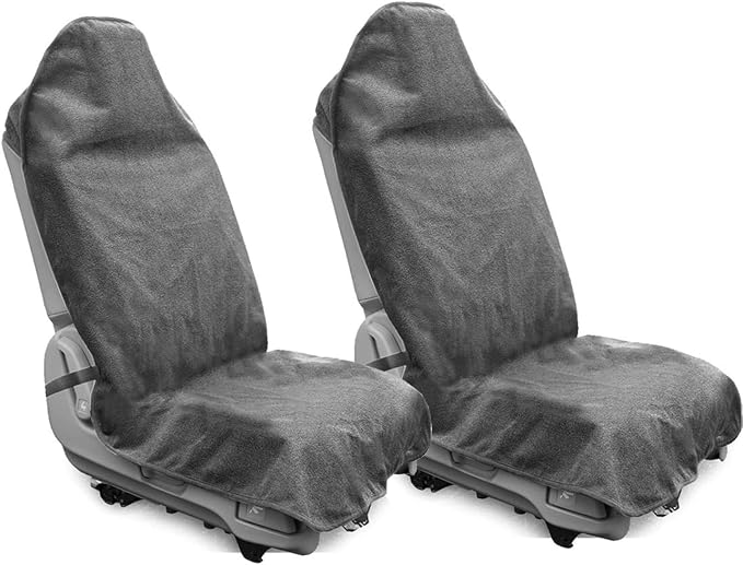 Waterproof Sweating Car Seat Cover for Post Gym Workout, Running, Swimming, Beach and Hiking, Universal Fit Non-Slip Bucket Seat Protector for Cars SUV Trucks, Machine Washable (2pcs Grey) by DECKALY