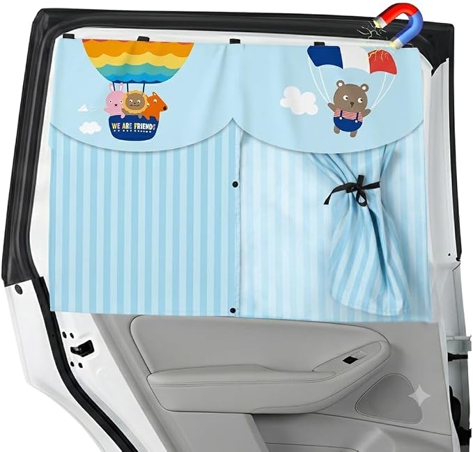 Magnetic Car Window Shades for Baby 1 Pack Cartoon Sun Shade for Side Window Double Layer UV Protection No Suction Cups Required Car Curtains for Toddlers, Fits Most SUVs & Sedans (Blue Sky) by Unknown