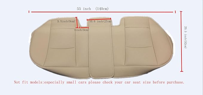 EDEALYN® 1 Pack Scalable (124-140cm) Back Seat Cover Car Seat Cover Seat Protector Rear Seat Bottom Cover Fits 90% of car - for Seat Bottom Only (Tan - Rear seat) - Image 4