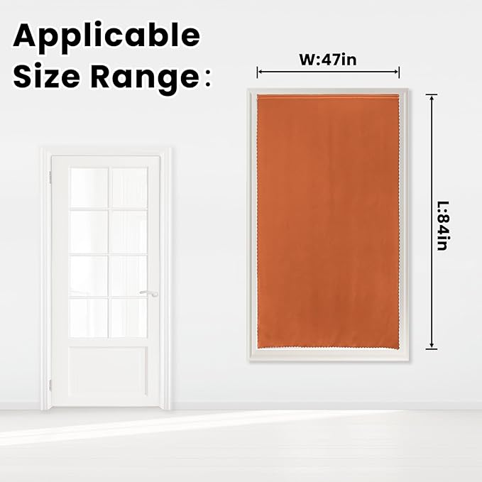 Self Adhesive Curtains Portable Blackout Curtain Simple and Easy to Install Bedroom Window Thermal Lnsulated Kitchen Room Darkening Black Small Drapes, 47" W X 84" L, Orange, 1 Panel - Image 7