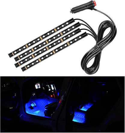 Car LED Strip Light, 48 LEDs RGB Neon Interior Atmosphere Lights, 12V Under Dash Ambient Night Light, Cigarette Lighter Auto Interior Decorative Lamp, Car Accessories (Blue) by Sylvil