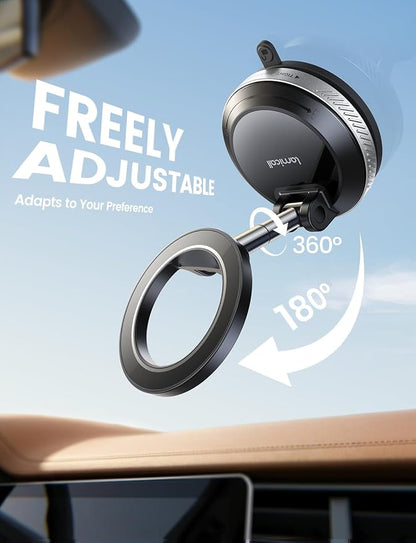 Lamicall Car Phone Holder for Magsafe Dashboard Windshield Nano Gel Vacuum | 20X Magnetic Phone Holders for Your Car 360° Suction Cup Phone Mount for iPhone 17 16 15 14 13 12 Pro Max Gift Truck Silver - Image 6
