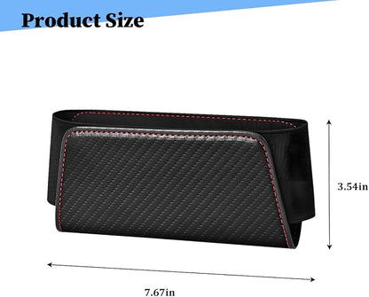 Car Seat Side Pocket Organizer, Leather Vehicle Seat Door Pouch Bag for Pen Phone Key, Automotive Console Card Sunglasses Holder Storage Bag, Universal for SUV Van Truck (Carbon Fiber) - Image 2