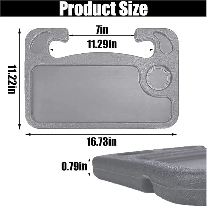 GLSOWEE Car Steering Wheel Tray, Computer Office Car Table Tray, Gray | Auto Steering Wheel Desk for Eating Working, Multipurpose Car Desk Travel Accessories for Most Vehicles Steering Wheel - Image 2