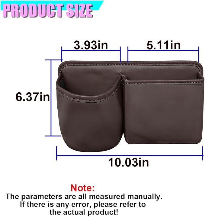 Car Side Door Organizer, Leather Auto Back Seat Storage Pouch with Cup Holder, Car Console Side Trash Can, Universal Vehicle Interior Organizer Pocket for Phone, Coin, Sunglasses (Brown) - Image 2