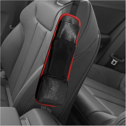 Leather Car Seat Side Organizer, Multi-Pocket Hanging Storage Bag, Front Seat Gap Holder for Phone Wallet Glasses, Universal Auto Accessories for SUV Truck RV(BlackRed) by Unknown