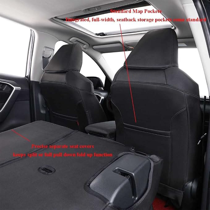 EKR Rav4 Seat Covers Custom Fit for Toyota Rav4 (Only Hybrid) 2019-2025 LE,XLE,XLE Premium,Limited,Woodland Edition,Car Seat Cover Full Set for SUV,Neoprene(Black) - Image 4