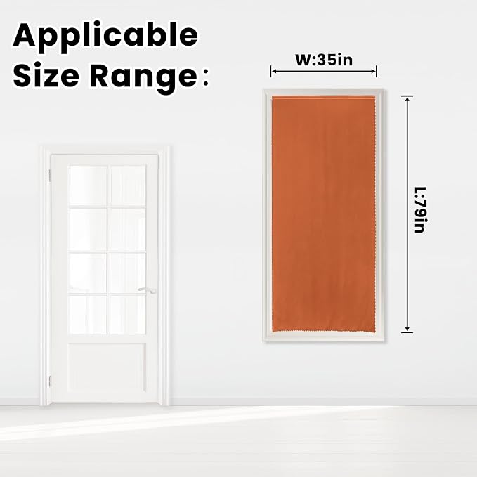Self Adhesive Curtains Portable Blackout Curtain Simple and Easy to Install Bedroom Window Thermal Lnsulated Kitchen Room Darkening Black Small Drapes, 35" W X 79" L, Orange, 1 Panel - Image 7