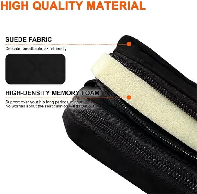 Heated Seat Cushion Foldable Memory Foam Heated Seat Pad with 3 Level Heating for Camping Fishing Office Chair Stadium Seats (Power Supply Not Included) (Artificial Suede)(L-Shape) - Image 4