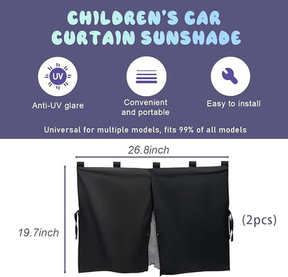 Ohleats 2 Pack Window Shade, Double Layer Car Window Shade for Heat/UV Protection, Side Window Curtain for Baby & Kids, Universal Sunshades (Black) - Image 2