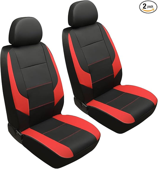 GIANT PANDA 2PCS Front Seat Covers for Hyundai Sonata Elantra Tucson Santa Fe Accent Kona Palisade Genesis Venue Ioniq, Faux Leather Bucket Seat Cover Fit Hyundai Seat Protectors (Black & Red) by GIANTPANDA