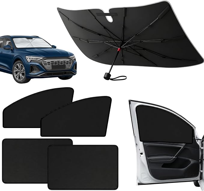 Car Window Shades & Windshield Sun Shade, Magnetic Car Sun Shade Set | 4 Side Window Shades + Windshield Umbrella with Bendable Handle, UV Blocking, Heat Insulation, for Car Camping SUV Truck Van by HiWelcometoMCIAONE