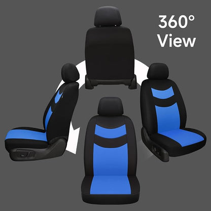 Universal Car Seat Covers for Front Seats, Cloth Front Car Seat Cover, Easy to Install, Breathable and Washable Universal Interior Covers for Auto, SUV, Sedan, Van, Airbag Compatible, Black & Blue - Image 3