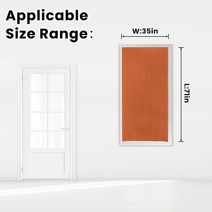Self Adhesive Curtains Portable Blackout Curtain Simple and Easy to Install Bedroom Window Thermal Lnsulated Kitchen Room Darkening Black Small Drapes, 35" W X 71" L, Orange, 1 Panel - Image 7