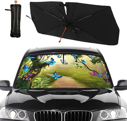 Socira Fairy Butterfly Car Windshield Sun Shade Umbrella Style Sunshade | Block UV Rays Sun Visor Protector Auto Funny Windshield Sunshade to Keep Vehicle Cool for Cars Trucks & Suvs 57 X 30 in by Socira