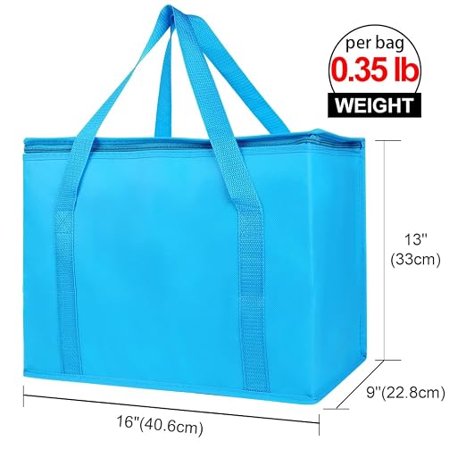 Bodaon 2-Pack Insulated Reusable Grocery Shopping Bag, X-Large Food Delivery Bags, Soft Cooler Bag for Women/Men for Grocery Delivery, Blue - Image 2
