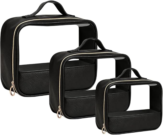 Clear Makeup Bags with Zipper, 3 Pack Clear Cosmetic Bag Set Makeup Organizer TSA Approved Travel Toiletry Bag for Carry-on & Checked Luggage Water Resistant Car Storage Organizer Women - Image 8