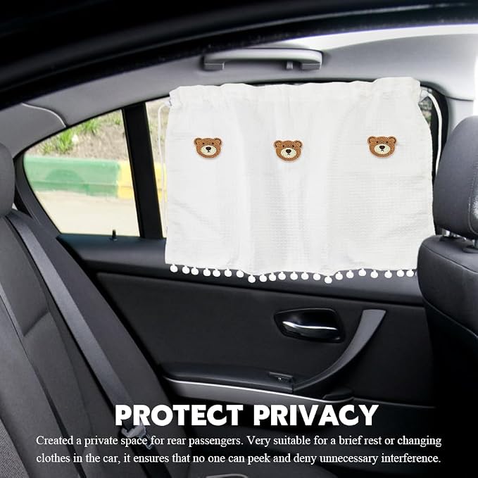 Car Side Window Sun Shade Privacy Curtain for Baby, Suction Cup Window Shade, 25"x18" Car Cartoon Sunshade Protector Heat Blocker Cover, Privacy Curtain for Kids Women (Three Bears) - Image 7