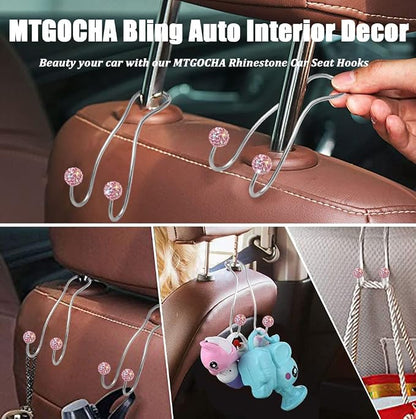 Bling Purse Hook for Car Headrest, Cute Car Seat Hooks (2Pack) | Upgraded,Durable Stainless,Car Purse Hanger,Purse holder,Rhinestones,Bag Hooks,Car Hooks for Purses and Bags Cute,Pink - Image 7