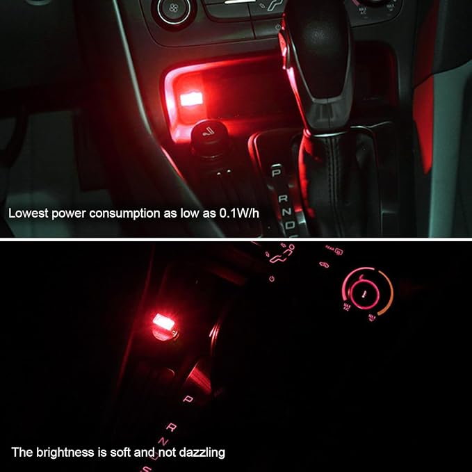 BESULEN Car Interior Atmosphere Lamp, Plug-In USB LED Light, Red | Car Interior Atmosphere Lamp, USB LED Ambient Lighting Kit, Universal Fit SUV Sedan Truck, Night Light Decoration - Image 5