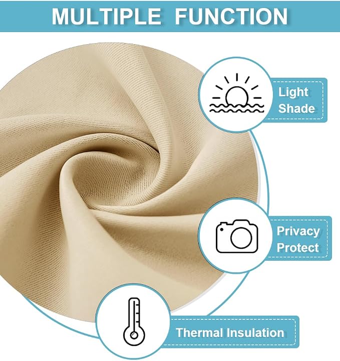 RYB HOME French Door Curtains 84 inch Long, Privacy Blackout Window Blinds | Self Adhesive, Thermal Insulated, For Patio Kitchen Front Entry Front Back Door Glass Window, Renter Friendly,W34 x L84, 1 Pc - Image 7