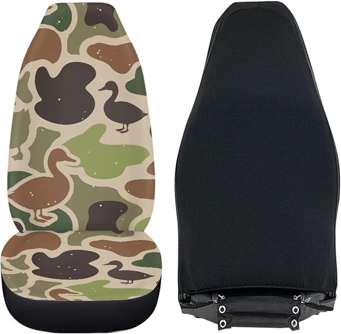 Duck Camo Car Seat Covers 2 Pcs Automobile Front Seat Covers Breathable Protection Interior Accessories Anti-Slip Back Fabric Compatible with Most Cars,SUV,Sedan - Image 4