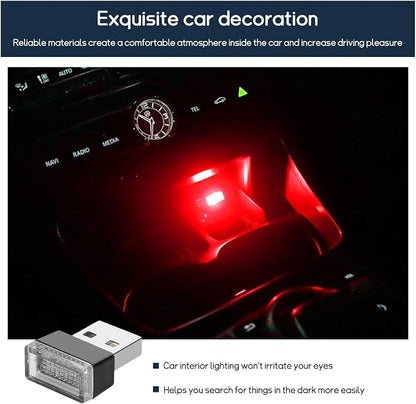 Dickno 4 PCS USB LED Car Interior Atmosphere Lamp, Portable Mini LED Night Light, Plug-in USB Interface Trunk Ambient Lighting Kit, Universal Vehicle Interior Accessories (Blue+Red) - Image 4