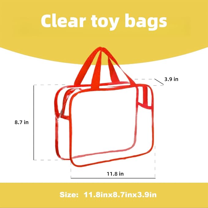 Clear Storage Bag with Zipper - Organizing Bag with Handles(3 colors,Small) | Perfect for Building Blocks, Puzzles, Books, Board Games, Portable Travel and Home Organizer - Image 2