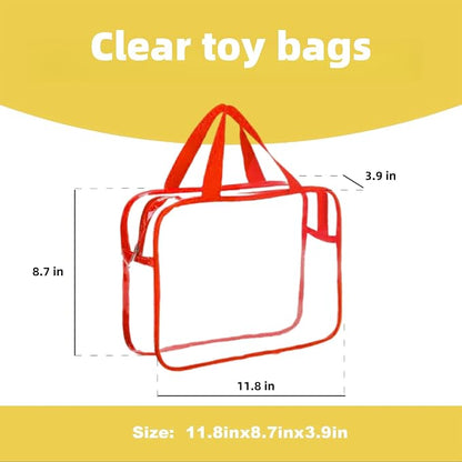 Clear Storage Bag with Zipper - Organizing Bag with Handles(3 colors,Small) | Perfect for Building Blocks, Puzzles, Books, Board Games, Portable Travel and Home Organizer - Image 2