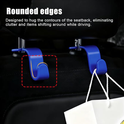 Purse Hook for Car, 4 PCS Car Purse Hook Headrest Hooks, 360° Rotatable Back Seat Storage Organizer, Universal Vehicle Seat Hanger for Purses, Handbags, Grocery Bags, Water Bottles, Blue - Image 6