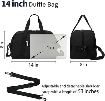 Apenze Small Gym Bag 14 inch lightweight Carry On Mini Duffel Bag for Travel Sport - Black - Image 6