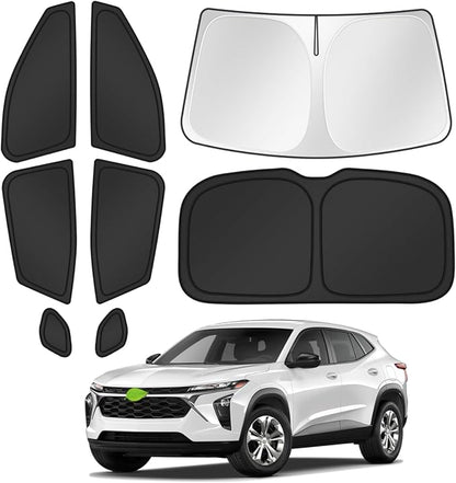 Canvcle Sunshades for 2024 2025 2026 Chevrolet/Chevy Trax Accessories Windshield Sun Shade Side Rear Window Shade Cover Sun Visor Shield Privacy Protection for Camping Keep Vehicle Cool Black 8PCS by Canvcle