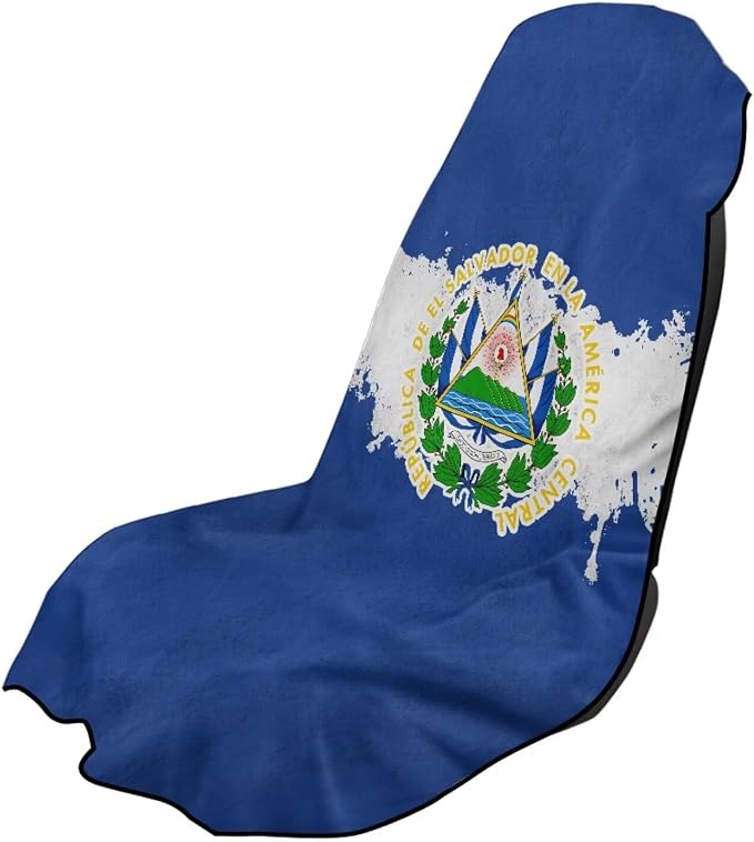 SEANATIVE Car Seat Towel Covers - Breathable Sweat Absorbing Automotive Seat Protectors for Gym, Camping & Pet Transport (Fits SUV/Truck), Flag of El Salvador Print by SEANATIVE