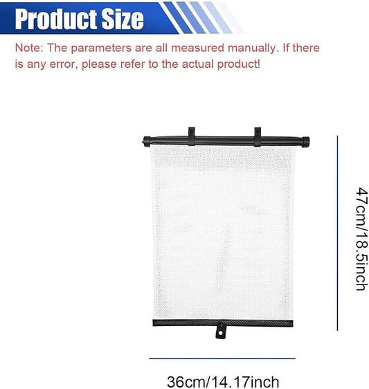 2PCS 18"×14" Car Side Window Sun Shade for Baby/Kids, White | Retractable Roller Car Window Shade with Suction Cups, Block Heat & UV Rays Glare Protection, Baby Travel Accessories for Car - Image 2