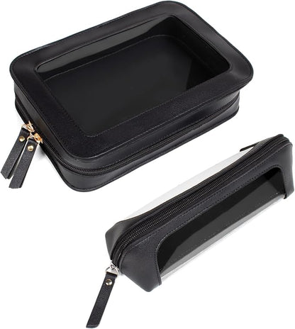 2Pack Clear Makeup Bags Set, Travel Toiletry Bag Zipper Storage Organizer Pouch, Versatile Storage Stationery, Travel Storage Bag, Pencil Case Car Accessory Bag(Black) - Image 9