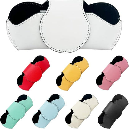 Ohleats Sunglasses Holder for Car Visor, Magnetic Leather Automotive Glasses Case, Vehicle Sun Visor Eyeglasses Holder Protective Storage Box, Universal Interior Car Accessories (White) by Ohleats