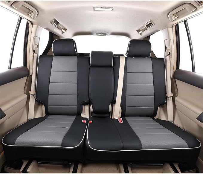 EKR Car Seat Covers Custom Fit for Toyota 4Runner(5 Seats) Full Set | for Toyota 4Runner 2003-2009(Power Front Seats)Airbag Compatible,Waterproof Pet-resistant,Faux Leather(Black/Gray) - Image 4