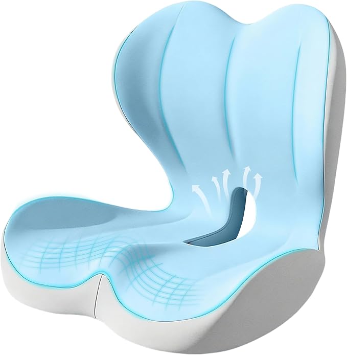 Seat Cushion for Office Chair, Ergonomic Cushion with Lumbar Support Pillow | Orthopedic Memory Foam Coccyx Cushion for Tailbone & Sciatica Pain Relief, Ideal For Office Chairs, Car Seats, Wheelchairs by Unknown