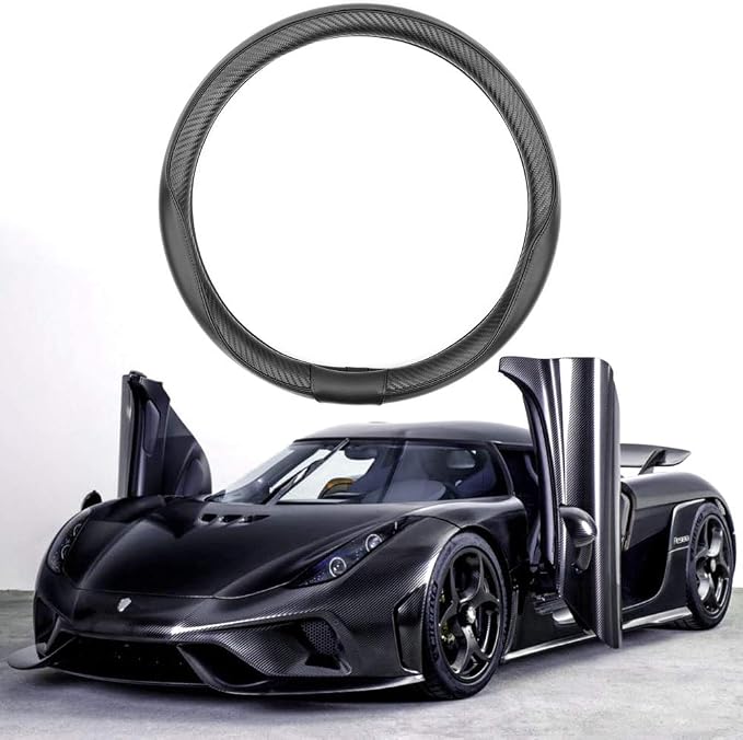 SEG Direct Steering Wheel Cover 14"-14.25" Heavy-Duty, Black Carbon Fiber | 35.5-36cm for Prius Civic Model 3 Model Y Camaro, Microfiber Leather Carbon Pattern, Non-Slip Car Auto Interior Accessories - Image 8