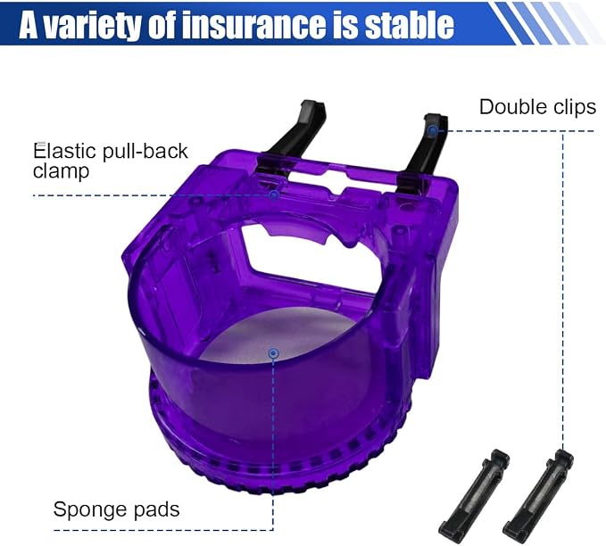 YoRise Car Air Vent Cup Holder, Multifunctional Auto Drink Holder Expander with Mounting Clips, Universal Vehicle Bottle Organizer for Most Cars with Horizontal Blade Vents (Purple) - Image 4
